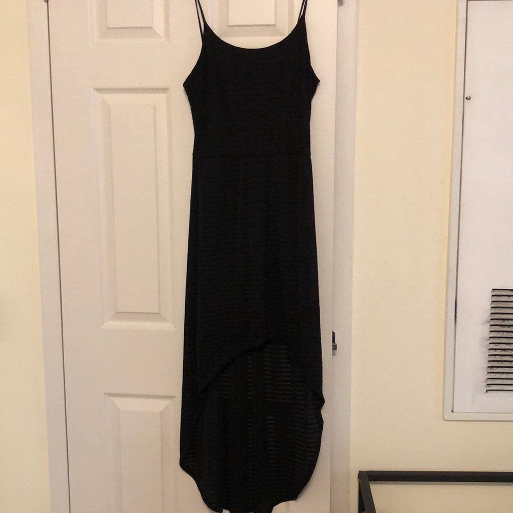 High low black striped dress